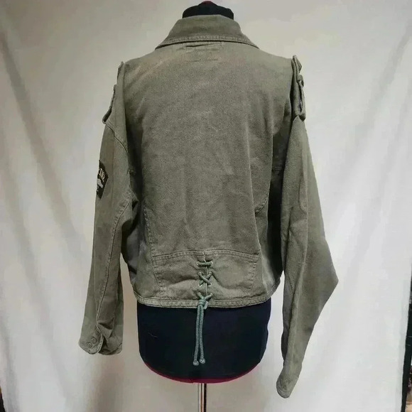 Ultra Pink Large Drab Green Military‎ Inspired Jacket Unisex Corset Back Grunge - Picture 2 of 14